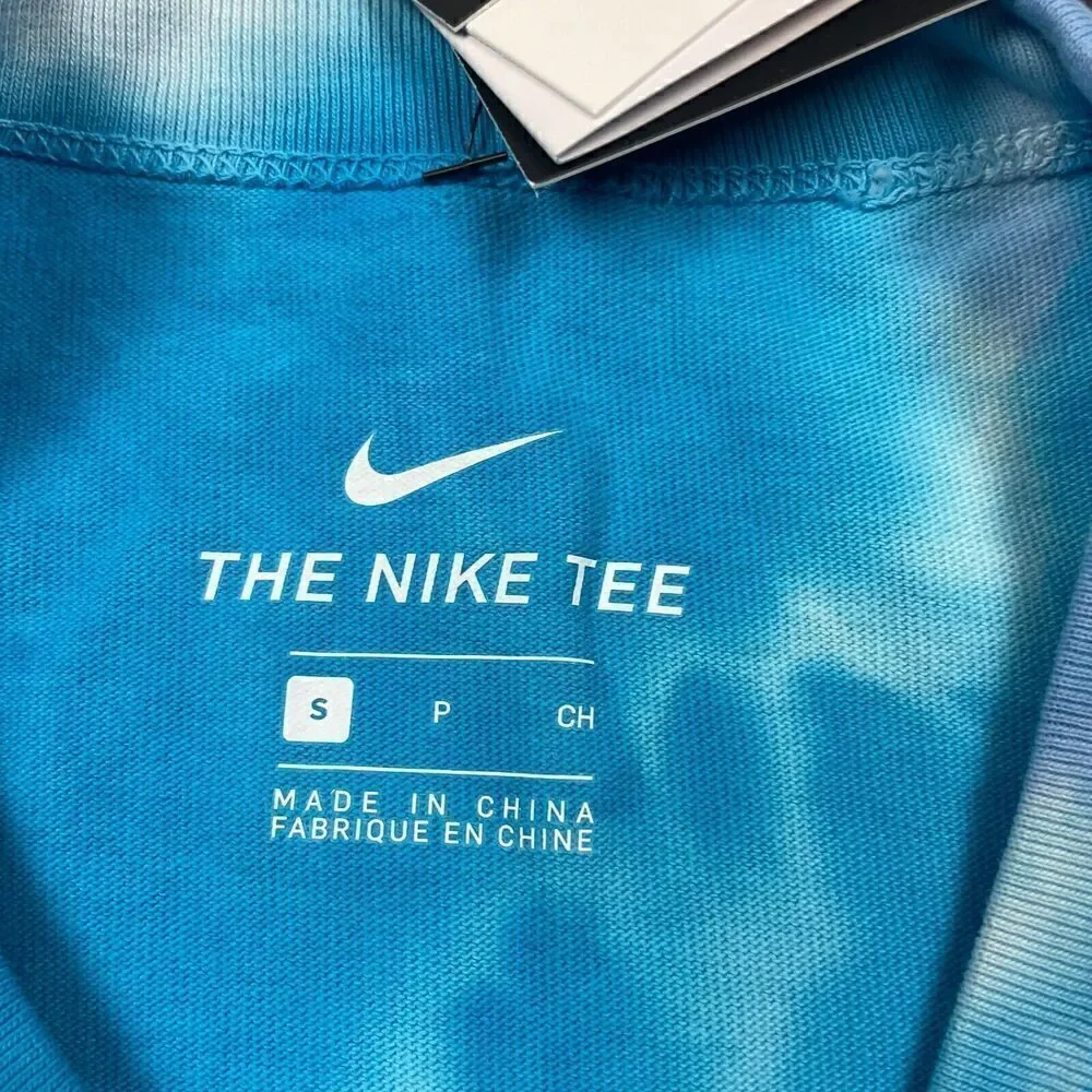 Nike Shirt Mens Small Blue Tie Dye Swoosh Relaxed Fit Short Sleeve